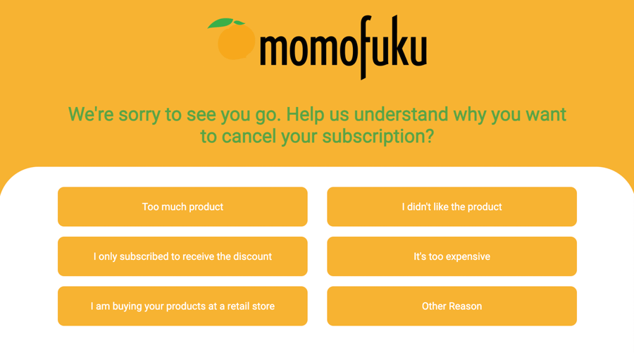 Momofuku Cancellation Survey